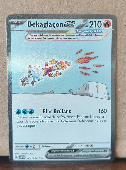 Carte Pokémon Bekaglaçon Téracristal EX 222/197 Flammes Obsidiennes, recto de l'exemplaire vendu
