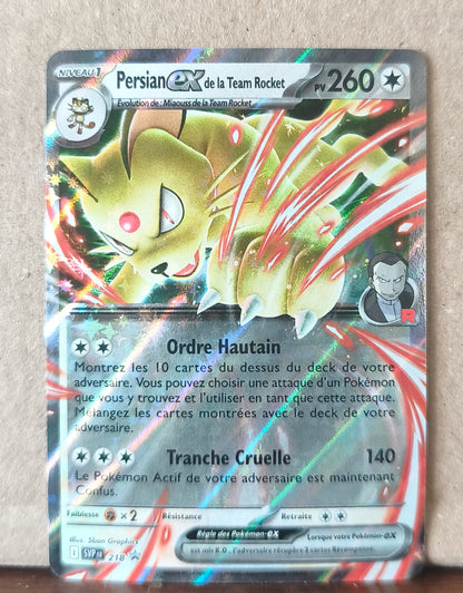 Carte Pokémon Persian ex SVP218 promo Team Rocket, recto de l'exemplaire vendu