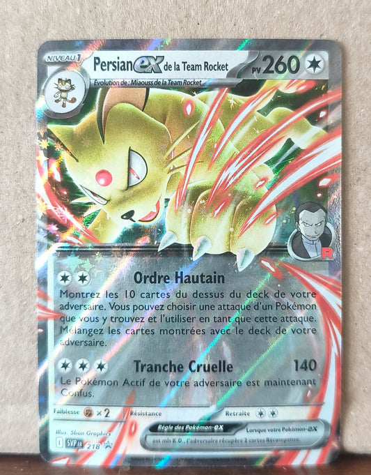 Carte Pokémon Persian ex SVP218 promo Team Rocket, recto de l'exemplaire vendu