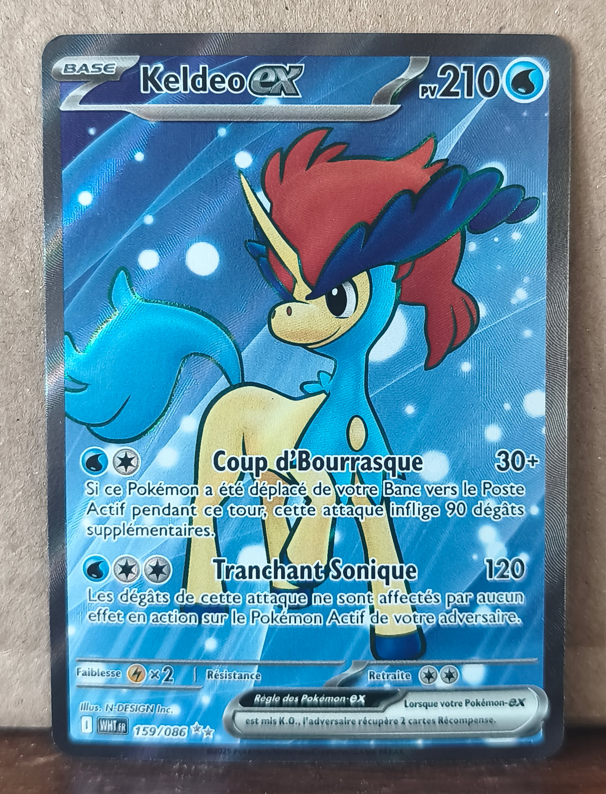 Carte Pokémon Keldeo EX 159/086 Flamme Blanche, recto de l'exemplaire vendu