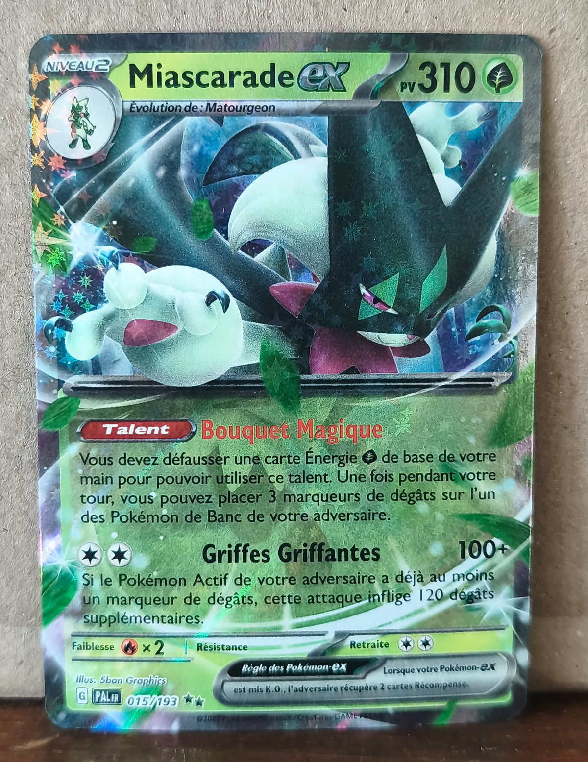 Carte Pokémon Miascarade EX 015/193 Évolutions à Paldea, recto de l'exemplaire vendu