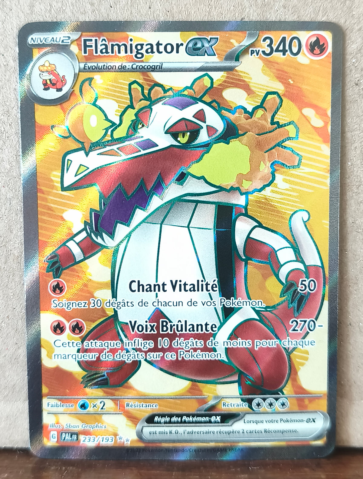 Carte Pokémon Flâmigator EX 233/193 Évolutions à Paldea, recto de l'exemplaire vendu