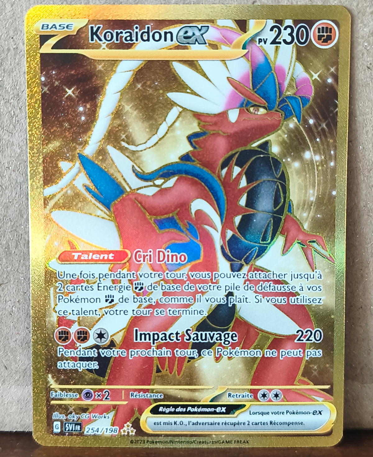 Carte Pokémon Koraidon EX 254/198 Écarlate et Violet, recto de l'exemplaire vendu