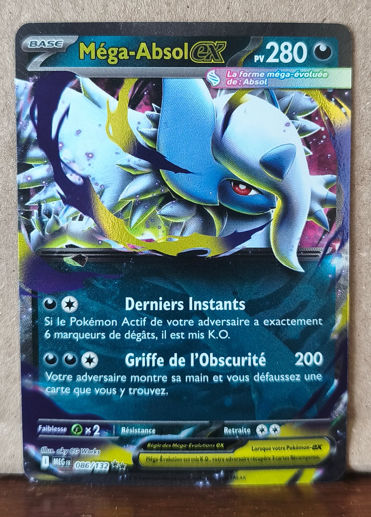 Carte Pokémon Méga-Absol EX 086/132 Méga-Évolution, recto de l'exemplaire vendu